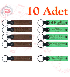 A Kahve & Fıstık Yeşili, Girişimcilik Seminerleri İçin, 10'lu Set, Kişiselleştirilebilir Anahtarlık