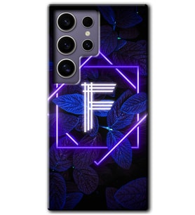 Galaxy S24 Ultra Kılıf HD Desen Baskılı Kılıf - Dark Neon Yaprak F Harfi