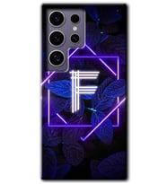 Galaxy S24 Ultra Kılıf HD Desen Baskılı Kılıf - Dark Neon Yaprak F Harfi
