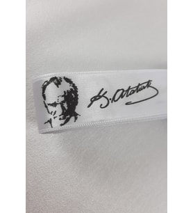 Beyaz K.Atatürk Baskılı Saten Kurdele