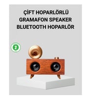 Mey İthalat® Retro Gramafon Bluetooth Hoparlör Çift Stereo Sesli FM Radyo Destekli