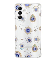 PrintiFy Samsung Galaxy M13 Uyumlu Nazar Boncuğu 5 Baskılı Şeffaf Köşe Korumalı Antişok Kılıf