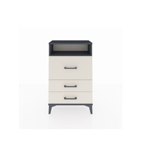 Arges Komodin Tek Raflı 3 Çekmeceli 60x30x96 Antrasit-Aytaşı