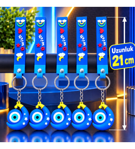 VIP 11 ADET HİLAL ŞEKLİNDE MAVİ NAZAR BONCUKLU ANAHTARLIK OKUL ÇANTASI AKSESUARI YILBAŞI HEDİYESİ