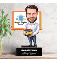 Erkek Sosyal Bilgiler Öğretmenlerine Hediye Karikatürlü Biblo