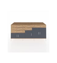 Kronos Konsol 3 Raflı 6 Çekmeceli 5 Kapaklı 220x59x99 Çam-Antrasit/Çam