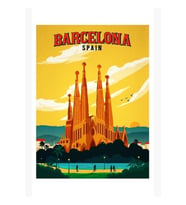 Seyahat Barselona Tablo Ahşap Poster Dekoratif