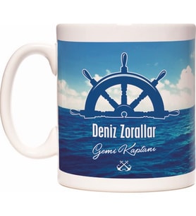 Gemi Kaptanı Meslek Deniz Tasarımlı Kupa Bardak
