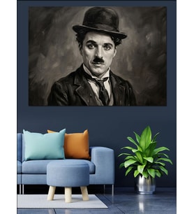 Charlie Chaplin Klasik Sinema Portresi Dekoratif Kanvas - Mdf Ahşap Tablo