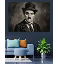 Charlie Chaplin Klasik Sinema Portresi Dekoratif Kanvas - Mdf Ahşap Tablo
