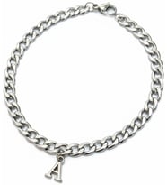 Kişiye Özel Harfli Gurmet Zincirli Unisex Çelik Bileklik Sevgiliye Eşe Hediye eck06h (Metal)