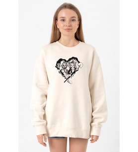 Chucky And Bride Horror Ekru Kadın 2ip Sweatshirt