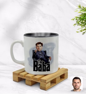 BK Gift Kişiye Özel Baba Godfather Karikatürlü İçi Siyah Renkli Kupa Bardak Model 8