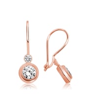 ?Gümüş Rose Sallantılı Tek Taş Küpe