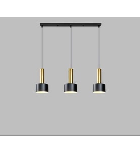 Dylight Retro Metal 3 Lü Masa Üstü Siyah Gold Dekoratif Rustik Sarkıt Avize Genişlik:60 cm