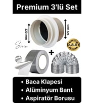 Premium Baca Klapesi Alüminyum Bant Aspiratör Borusu Seti Folyo Yanmaz Sızdırmaz Havalandırma Mutfak