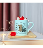 Wee Bears Tasarımlı Kişiye Özel Yeşil Türk Kahvesi Fincanı