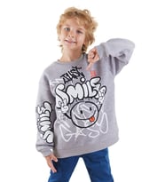 Just Smile Erkek Çocuk Gri Sweatshirt
