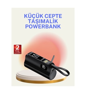 Dahili Konektörlü 20W Hızlı Şarj Mini Taşınabilir Powerbank