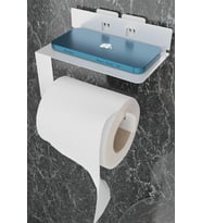 Metal Beyaz Ultra Güçlü Yapışkanlı Telefon Tutacaklı Tuvalet WC Kağıtlık MT92B