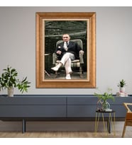 Altın Varaklı Çerçeveli Paspartulu Atatürk Tablo DC0893 (Gold)
