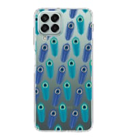 PrintiFy Samsung Galaxy M33 ile Uyumlu 1mm Slim Fit Nazar Boncuğu 4 Baskılı Şeffaf  Kılıf