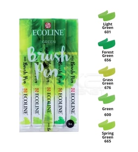 Talens Ecoline Brush Pen 5li Set Yeşil Tonlar