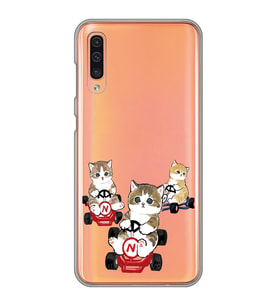 Samsung Galaxy A70 Uyumlu Kediler Araba Tasarımlı Şeffaf Telefon Kılıfı