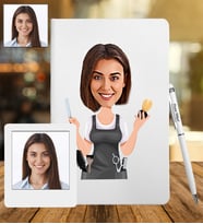 Kişiye Özel Kaför Tasarımlı Karikatür Deri Defter & Metal Tükenmez Kalem + Ahşap Çerçeve hediye 85