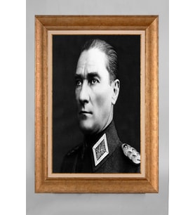 EV İŞYERİ OFİS İÇİN ALTIN ÇERÇEVELİ PASPARTULU ATATÜRK TABLO S12