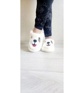 Sevimli Köpekli Peluş Kaydırmaz Taban Ev Terliği Panduf 1 Numara Büyük Alınız