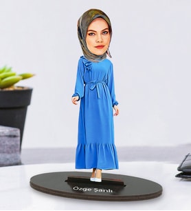 Kişiye Özel Fotoğraflı Tesettür Güzel Annem Tasarımlı Karikatür Biblo