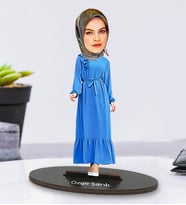 Kişiye Özel Fotoğraflı Tesettür Güzel Annem Tasarımlı Karikatür Biblo