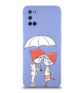 Oppo A72 Uyumlu Lansman Kılıf Aşk Tasarımlı İçi Kadife Kapak-Lila (Şeffaf)