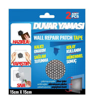 Duvar Yaması Tesisat ve Soba Borusu Delikleri İçin Kalıcı Onarım 15cmx15cm-2Adet (Gri)