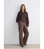 LCW Modest Kahverengi Beli Lastikli Geniş Paça Kadın Pantolon