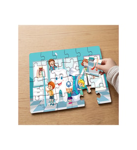 Sağlıklı Dşler - Mutlu Çocuklar Tasarımlı 24 Parça Ahşap Çocuk Puzzle MPK0423