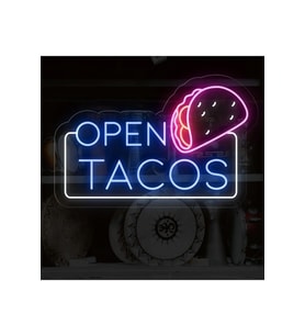 OPEN TACOS Yazılı ve Şekilli Neon Tabela