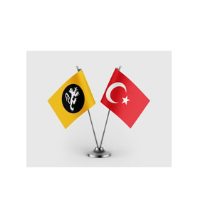 Memlük Sultanlığı ve Türk Bayrağı İkili Saten Masa Bayrağı Takımı