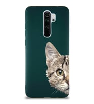 Xiaomi Redmi Note 8 Pro Soft Premier Kapak Catface Tasarımlı Silikon Kılıf - Yeşil (Şeffaf)