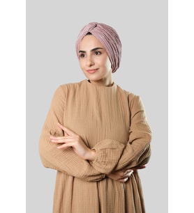 Violet Çapraz Büzgülü Piliseli Tesettür Bone Fukuro Kendinden Desenli 2316_21