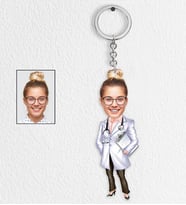 Kişiye Özel Doktor Tasarımlı Karikatür Anahtarlık 4