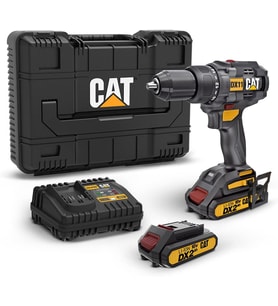 Cat Dx11 18Volt/2.0Ah Li-Ion Çift Akülü Kömürsüz Profesyonel Şarjlı Matkap, Siyah/Sarı (Çok Renkli)