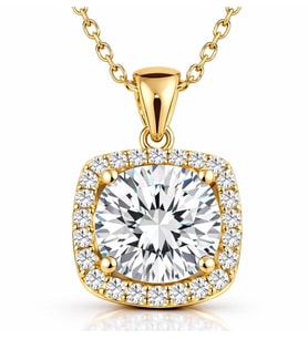 925 Ayar Gümüş Gold Kare Montür Tek Taş Kolye