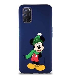 Oppo A52 Soft Premier Kapak Mickey Mouse-G Tasarımlı Silikon Kılıf - Lacivert (Şeffaf)