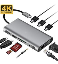 ALLY 10 İN 1 HDMI VGA RJ45 PD USB 3.0 HUB Adaptör Çoklayıcı-(5775) - HPSBYI9817-6245