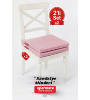 XPERMATE Fermuarlı 2'li Sandalye Minderi Su İtici Kumaş 40x40 cm Sünger Sandalye Minderi Bağcıklı (Pembe)