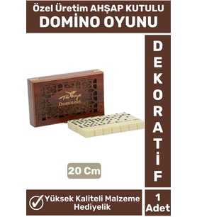Premium Kompakt Yüksek Kaliteli Dekoratif Hediyelik Eğlenceli Masa Oyunu Ahşap Kutulu DOMİNO OYUNU