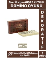 Premium Kompakt Yüksek Kaliteli Dekoratif Hediyelik Eğlenceli Masa Oyunu Ahşap Kutulu DOMİNO OYUNU
