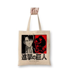 Attack On Titan Levi Bez Çanta Uzun Saplı Alışveriş Çantası Plaj Çantası (Beyaz)
